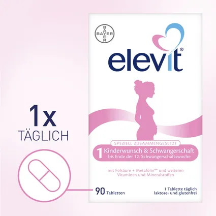 Elevit® 1 hộp 90 viên - Sản phẩm bổ sung vitamin và khoáng chất dành cho phụ nữ trước khi mang thai và trong giai đoạn đầu của thai kỳ