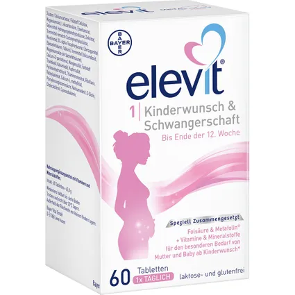 Elevit® 1 hộp 60 viên - Sản phẩm bổ sung vitamin và khoáng chất dành cho phụ nữ trước khi mang thai và trong giai đoạn đầu của thai kỳ