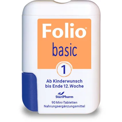 FOLIO 1 basic 180 viên - Sản phẩm bổ sung vitamin và khoáng chất cho phụ nữ muốn có con cho đến hết tuần thứ 12 của thai kì