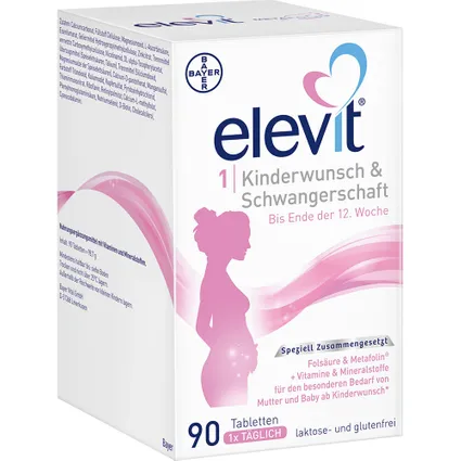 Elevit® 1 hộp 90 viên - Sản phẩm bổ sung vitamin và khoáng chất dành cho phụ nữ trước khi mang thai và trong giai đoạn đầu của thai kỳ