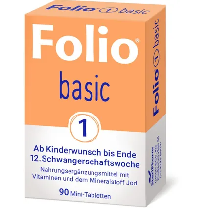 FOLIO 1 basic 90 viên -  Sản phẩm bổ sung vitamin và khoáng chất cho phụ nữ muốn có con cho đến hết tuần thứ 12 của thai kì