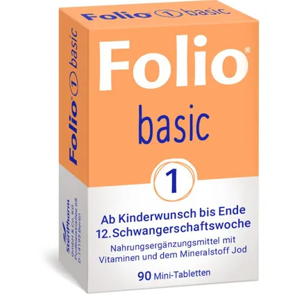 FOLIO 1 basic 90 viên -  Sản phẩm bổ sung vitamin và khoáng chất cho phụ nữ muốn có con cho đến hết tuần thứ 12 của thai kì