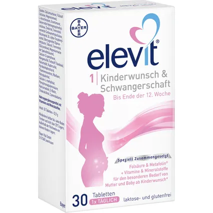 Elevit® 1 hộp 30 viên - Sản phẩm bổ sung vitamin và khoáng chất dành cho phụ nữ trước khi mang thai và trong giai đoạn đầu của thai kỳ