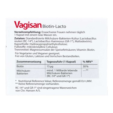 Vagisan Biotin-Lacto 30 viên - Sản phẩm bảo vệ niêm mạc và sức khỏe màng nhầy âm đạo