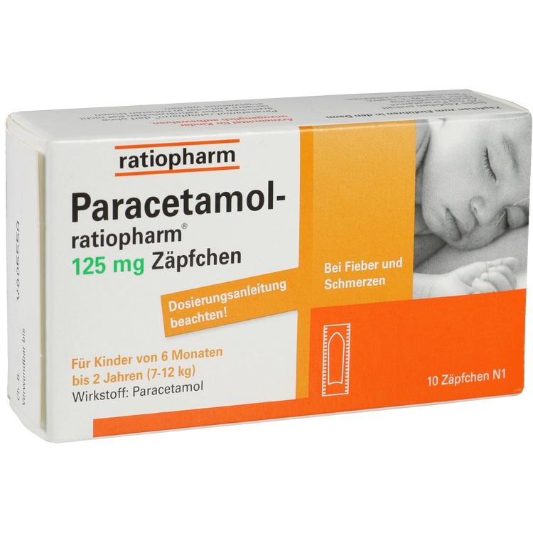 Paracetamol-ratiopharm® 125 mg Zäpfchen - Thuốc đạn giúp giảm đau, hạ sốt dành cho trẻ từ 6 tháng đến 2 tuổi (7-12kg)