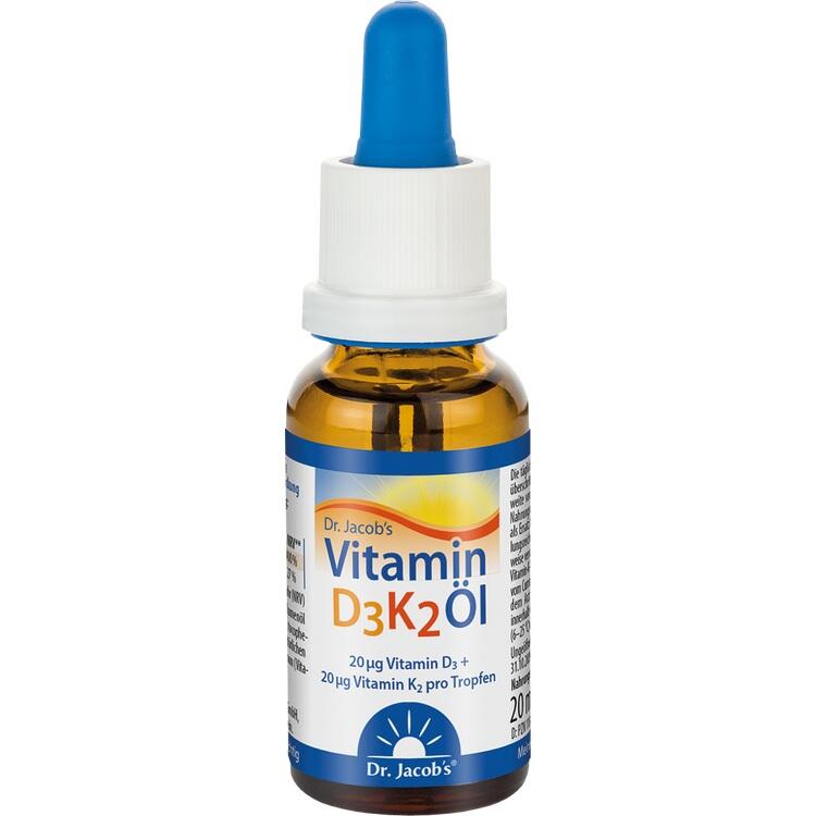 Dr. Jacob’s Vitamin D3K2 Öl - Thực phẩm bổ sung hỗ trợ xương chắc, miễn dịch khỏe mạnh, hấp thụ canxi tốt hơn