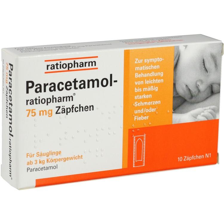 Paracetamol-ratiopharm® 75 mg Zäpfchen - Thuốc đạn giúp giảm đau, hạ sốt dành cho trẻ sơ sinh từ 3 kg trở lên
